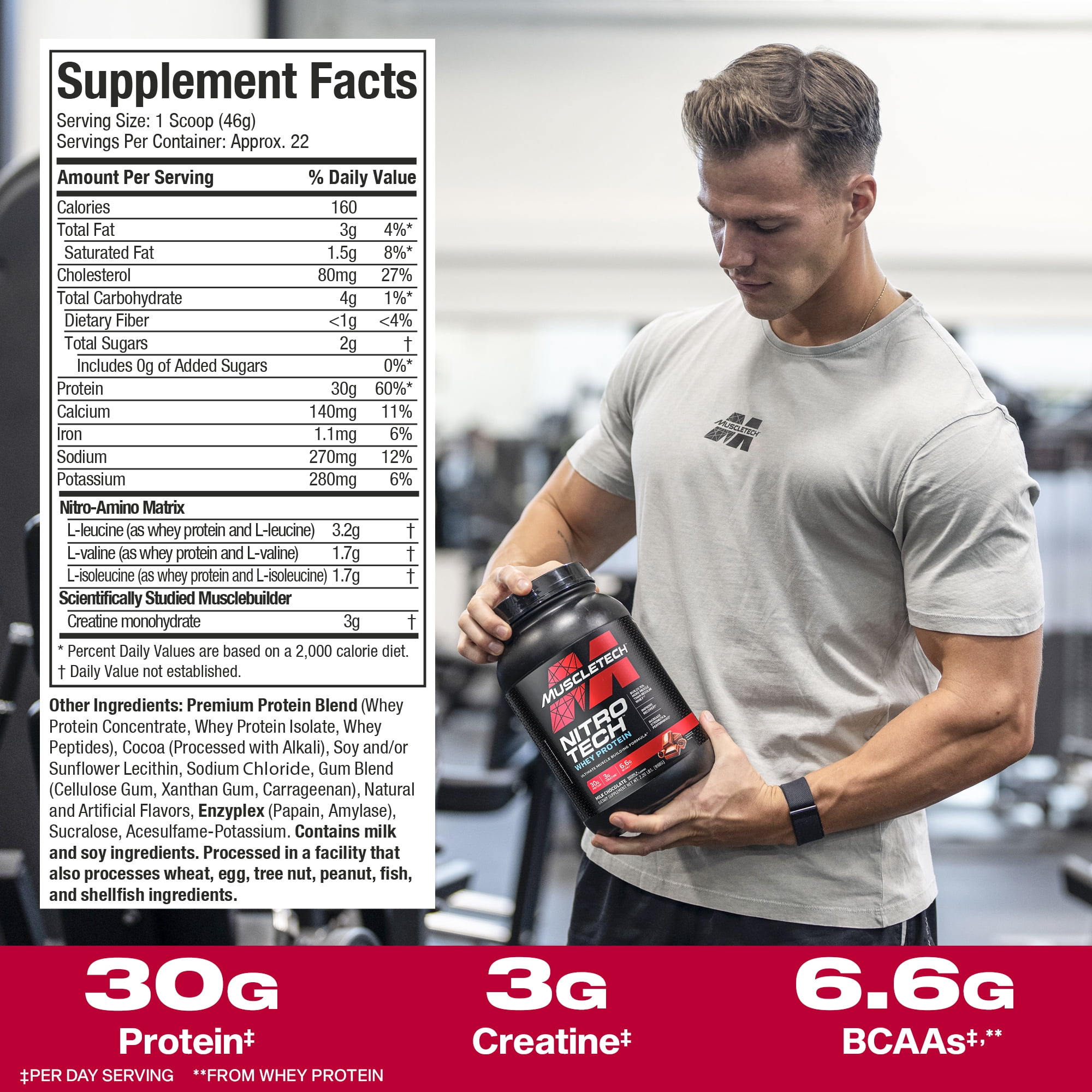 MuscleTech NitroTech Whey Protein Powder, Vanilla Cream