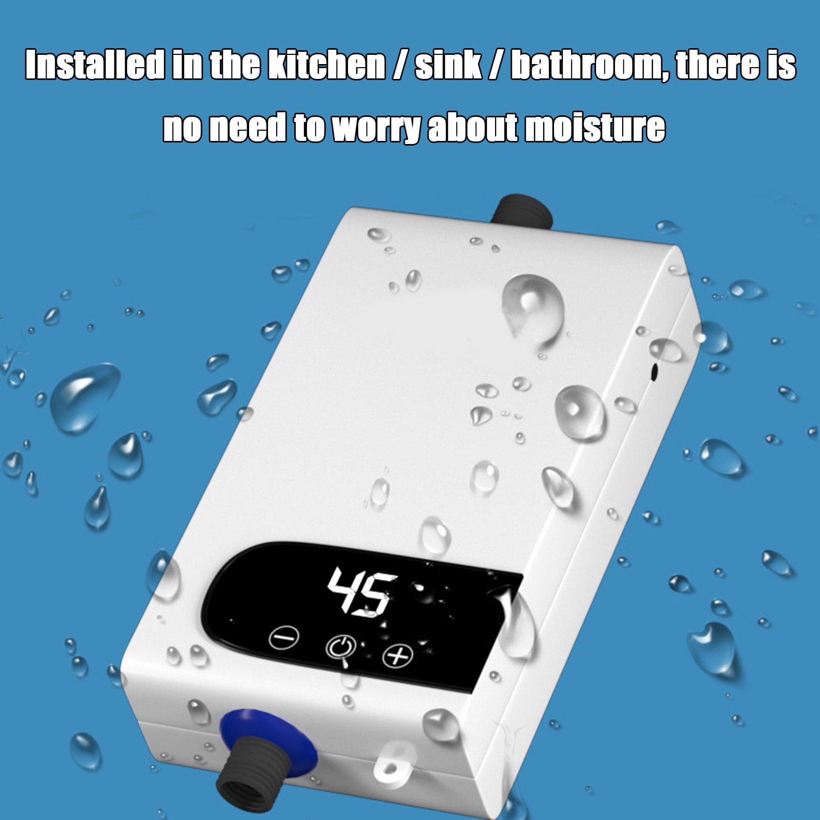 Electric Tankless Water Heater Shower Head Set, Instant Hot Water Heater With LCD Display, Bath Instant Hot Faucet Kitchen Bathroom Heating Thermostat,White,3500W ,110V