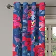 thumbnail image 3 of Ambesonne Floral Grommet Curtain, Rose Look Flowers Leaves Art, 50"x96", Hot Pink Dark Sky Blue, 3 of 5