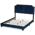 thumbnail image 4 of Bowery Hill Modern Upholstered Velvet Nailhead Full Bed in Navy Blue, 4 of 8