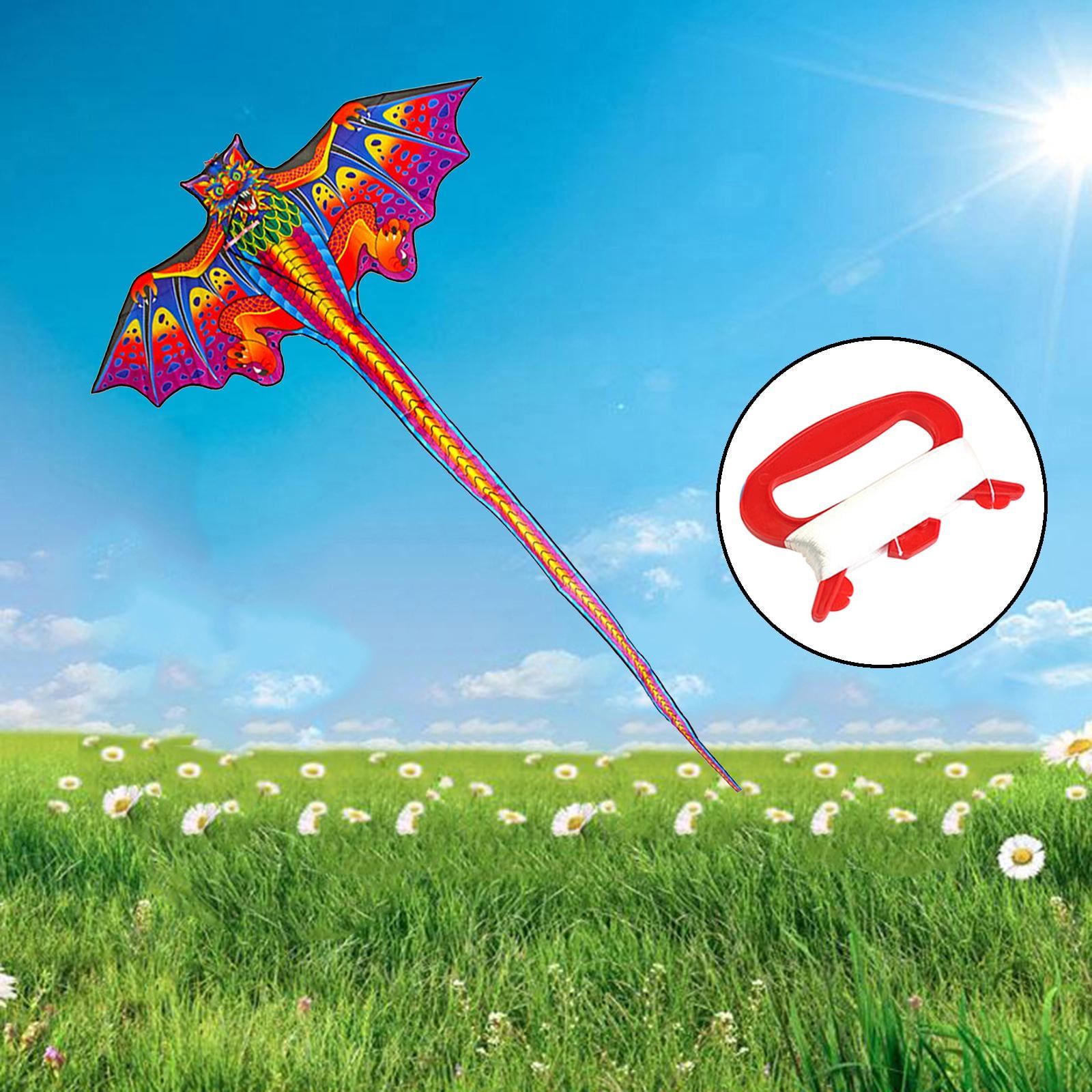 Wswqop 3D Dragon Kite Large Animal Huge Wingspan for Kids Adults with Flying Tools Long Red and 100m Line