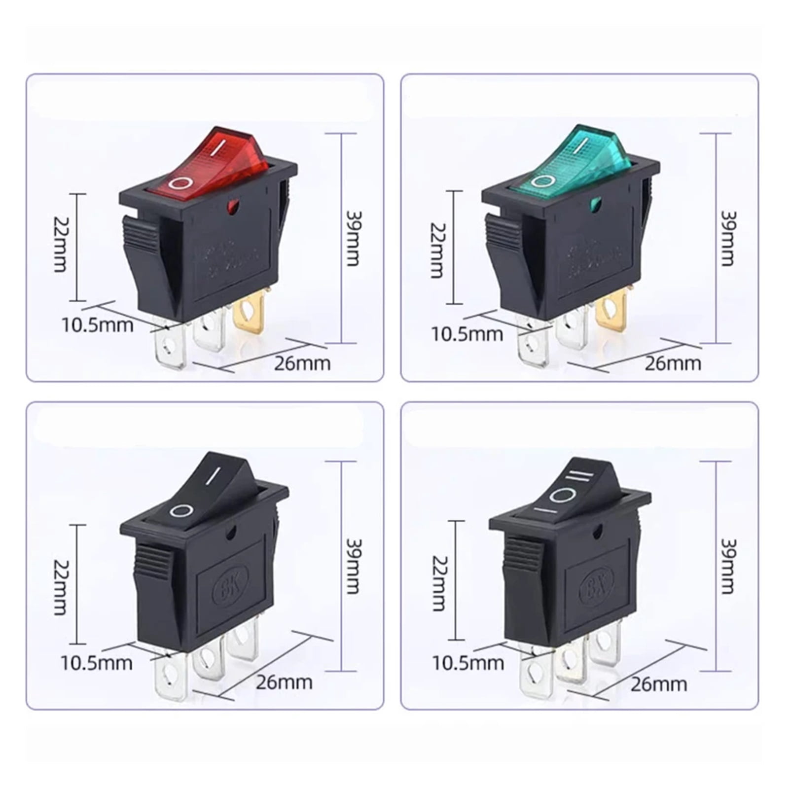1PCS KCD3 Rocker Switch ON-OFF ON-OFF-ON 2 Position 3Pins Electrical equipment With Light Power Switch 16A 250V / 20A 125V AC