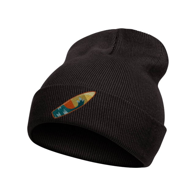 Gravity Threads Summer Wave Surfboard Patch Cuffed Beanie - Black