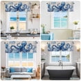 thumbnail image 6 of Kitchen Valances for Window, Navy Blue Octopus on Vintage Linen Light Filtering Rod Pocket Valance Curtain, Ocean Shell Coral Short Curtains Window Topper for Bedroom Bathroom Living Room 42x12in, 6 of 9