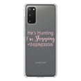 thumbnail image 1 of DistinctInk Clear Shockproof Hybrid Case for Galaxy S20 PLUS / 5G (6.7" Screen) - TPU Bumper Acrylic Back Tempered Glass Screen Protector - He's Hunting - I'm Shopping - #shoppingseason, 1 of 2