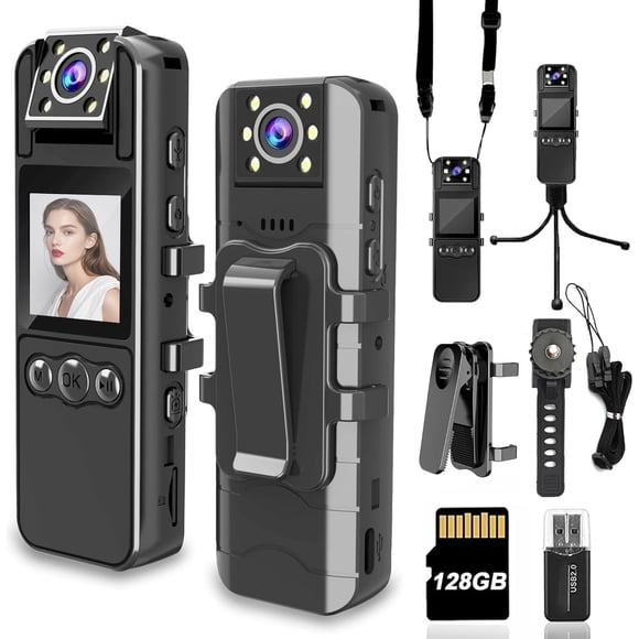 Cámara de video Mingkeda 4K 128 GB 6 h de batería visión nocturna IR