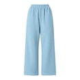 thumbnail image 7 of Baggy Sweatpants For Women Elastic Waistband Wide Leg Pants Fall Casual Fleece Lined Workout Athletic Trouser With Pockets, 7 of 7