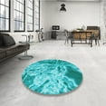 thumbnail image 4 of Ahgly Company Machine Washable Indoor Square Transitional Bright Cyan Blue Area Rugs, 3' Square, 4 of 7