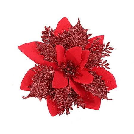 20 pièces fleur de poinsettia de noël fleur artificielle créative fleur  d'arbre de noël | Walmart Canada