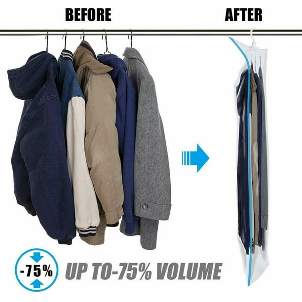 5 PACK Large Hanging Vacuum Space Saver Closet Storage Bags Clothes