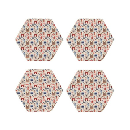 

Tideii Paris for Leather Coasters 4 Pieces Anti-fouling and Anti-scalding Decorative Coasters Suitable for Restaurants Kitchens Coffee Shops-Hexagon
