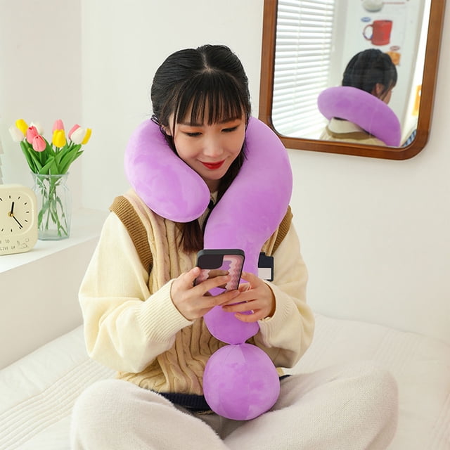 Question Mark Shaped Nap Pillow, Super Soft Flock Cuddle Pillow for Neck and Lumbar Support, Multi-Use Travel Office Resting Pillow, Fun Gift for Teens, Adults and Childs