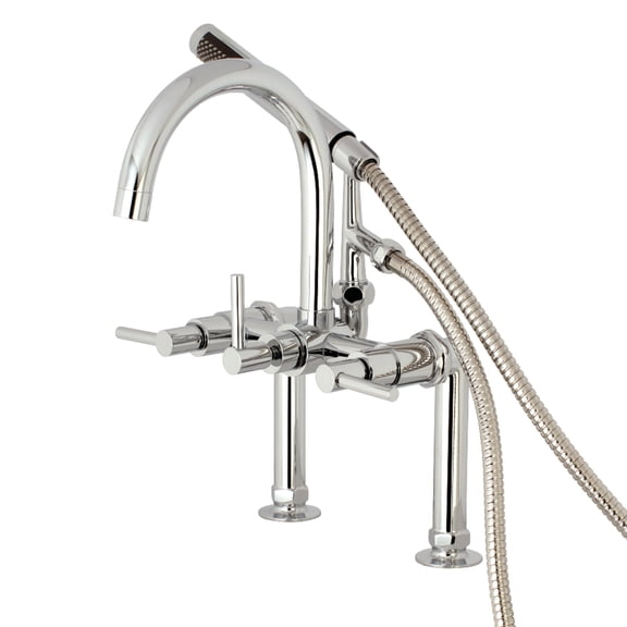 Aqua Vintage AE8101DL Concord 7" Center Deck-Mount Clawfoot Tub Faucet with Hand Shower, Polished Chrome