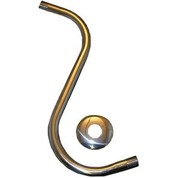 Lasco Fittings Shower Arm S Type With Flange - Chrome Plated - 1 Pack, Silver
