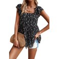 thumbnail image 3 of Womens Summer Tunic Tops Casual Dressy Blouse Loose Fit Short Sleeve T Shirts Black S, 3 of 10