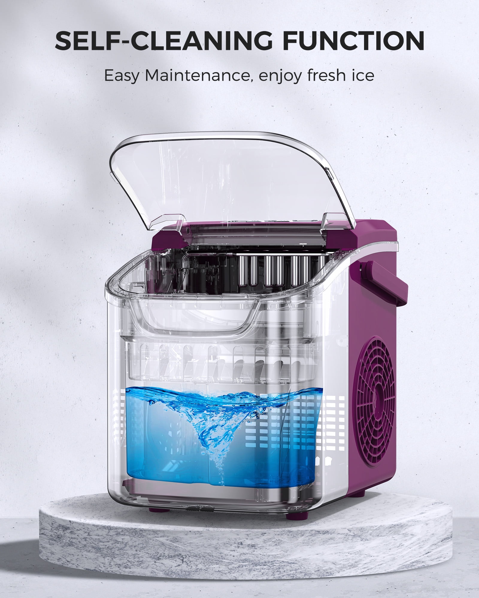 CRZOE Ice Maker Machine For Countertop, Portable Ice Maker Machine With Handel, Self-Cleaning Ice Maker, 26Lbs/24H, 9 Ice Cubes Ready In 8 Mins, For Home/Office/Kitchen
