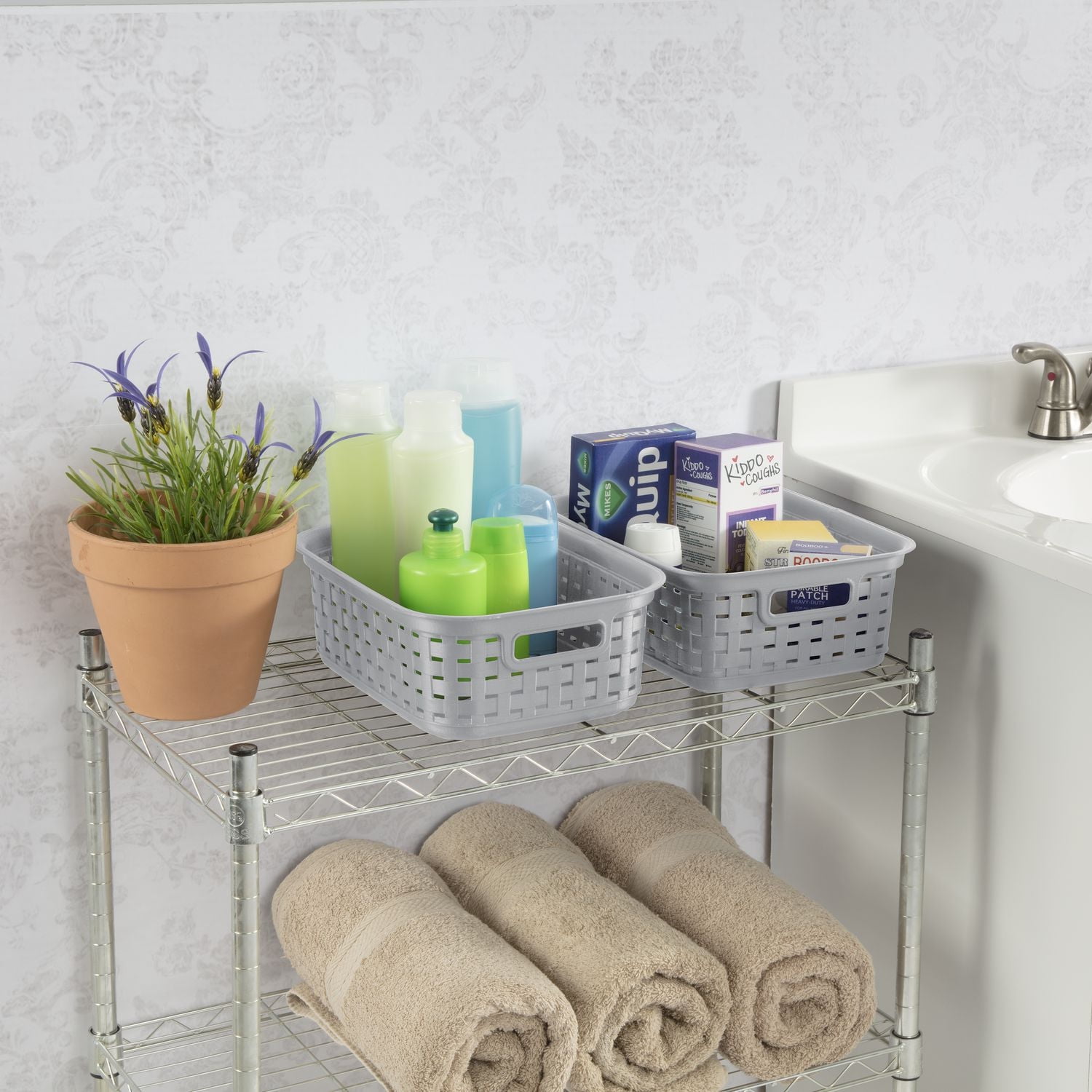 Sterilite Ensemble de (3) Petit Paniers Tissé - Gris