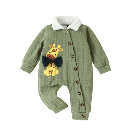 

Newborn Infant Baby Boy Girls Rompers Infant Boys Girls Long Sleeve Cartoon Fleece Romper Jumpsuit Clothes