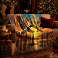 thumbnail image 3 of Mallard Ducks Flight Autumn Sunset Wildlife Painting, Peaceful Mountain Lake Scene, Warm Flannel Blanket for Cabin and Lodge, Outdoor Lovers Thanksgiving Gift, Rustic Home Decor, 3 of 9