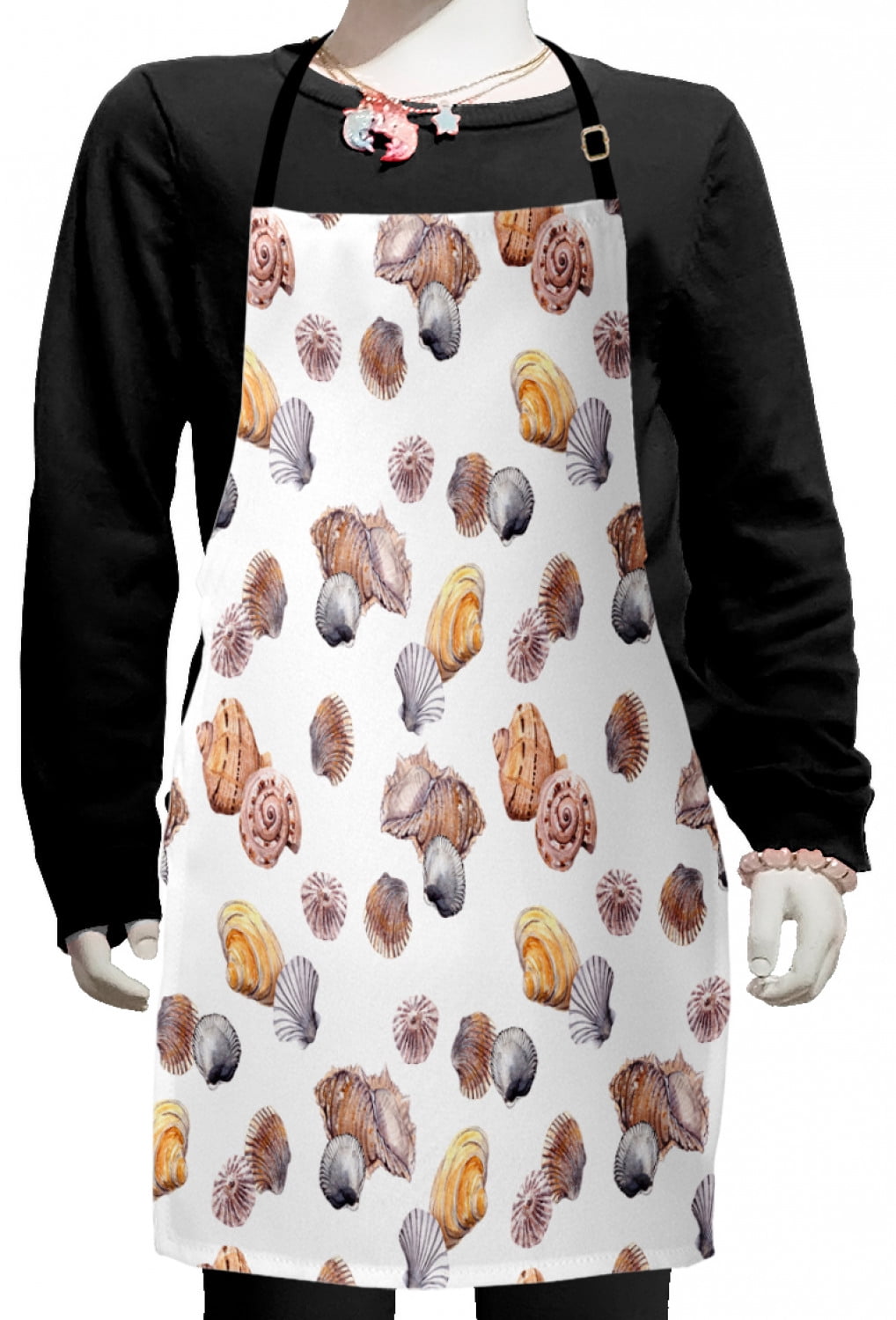 Seashells Kids Apron, Shell Pattern Seashore Holiday Journey ...