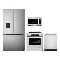 4 Piece Kitchen Package with 30" Over The Range Microwave 30" Freestanding Electric Range 24" Built-in Fully Integrated Dishwasher & French Door Refrigerator
