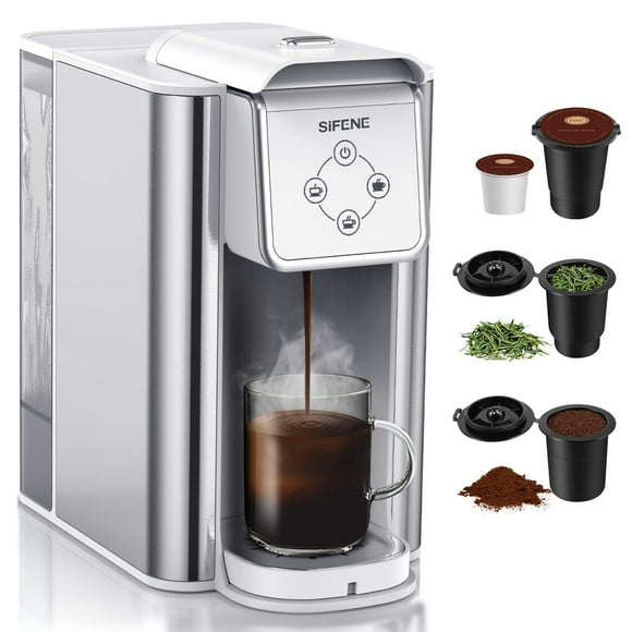 Máquina de café en cápsulas 3 en 1: cafetera de una sola porción para cápsulas de café, café molido y té suelto, tamaños de preparación de 6 a 12 oz, tanque extraíble de 50 oz, 1150 W, compacta, efici