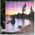 thumbnail image 4 of Ambesonne Landscape Shower Curtain, Sandy Beach by River, 69"Wx84"L, Purple Cream, 4 of 5
