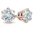 thumbnail image 2 of 14k Rose Gold Round Moissanite Stud Earrings (5ct TGW, 9mm, J-K) 6-Prong Set, Screw-Back by Diamond Wish, 2 of 3