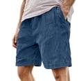 thumbnail image 2 of Mens Retro Corduroy Shorts Summer Casual Adjustable Elastic Waist Solid Color Comfortable Trousers with Pockets Navy L, 2 of 5