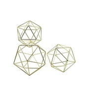 DIY Wedding Koyal Wholesale Geometric Decor Shapes, Set of 3 Assorted Sizes for Table Centerpiece Flower Holders, Gold 3D Hanging Decorations, Himmelis Prisms