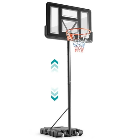 Edx 4.9ft-10ft Adjustable Height 44  Shatterproof Outdoor Portable Basketball System (Adult)