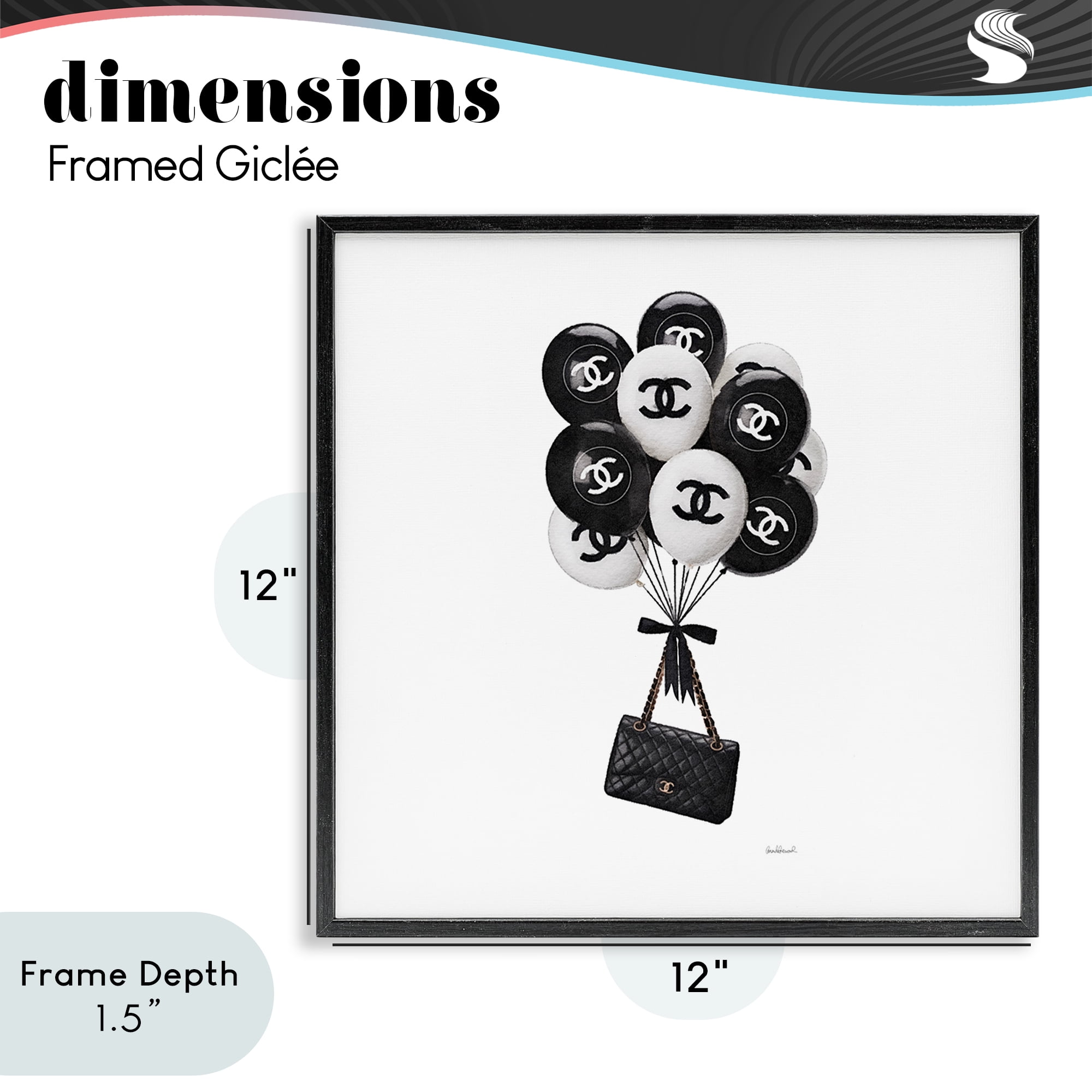 Stupell Industries Chic Balloons & Purse Black Framed Giclee Art, design by Amanda Greenwood