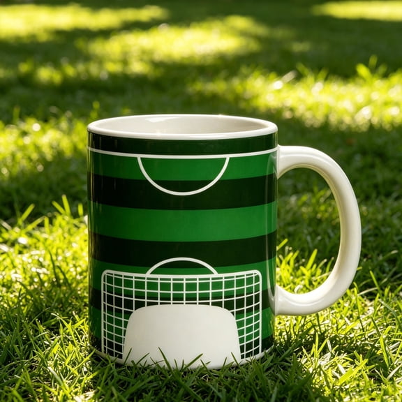Soccer Stadium Mug Football Field Design Ceramic Coffee Cup for Fans Office Home Use Sports Theme Drinking Cup
