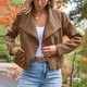thumbnail image 4 of Chaquetas y abrigos casuales de manga larga sin capucha para mujer, de moda, de colores, con cremallera y bolsillo, chaqueta de gamuza, chaqueta de poliéster para mujer., 4 of 8