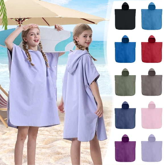 Beach Changing Towel Robe Fast-Dry Microfiber Surf Poncho Lightweight Soft Polyester Oversized Hood Adjustable Sleeves Deep Pockets 60x60cm Quick-Dry Swim Kayak Triathlon 1 Piece