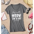 thumbnail image 3 of S4E Women's Meow I'm A Cat Slim Fit V-Neck T-Shirt Small Heather Charcoal, 3 of 4