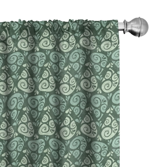 Ambesonne Abstract 4-Panel Curtains, Curly Drops Natural Tones, 56"x63", Pale Green Jade Green