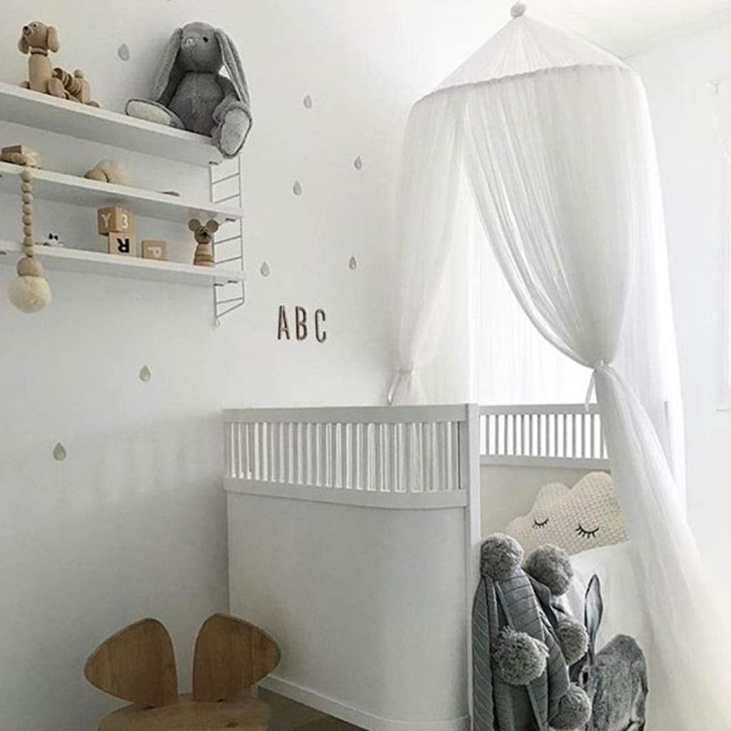 CAILDANL Bed Canopy for Girls - Princess Bed Canopy Mosquito Net Nursery Play Room Decor Dome Premium Yarn Netting Curtains Baby Game Dream Castle, Pink