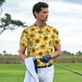 thumbnail image 6 of Balery Sunflowers Printed Men’s Short Sleeve Polo Shirt, Midweight Men's Shirt,Golf Polo shirts -Medium, 6 of 9