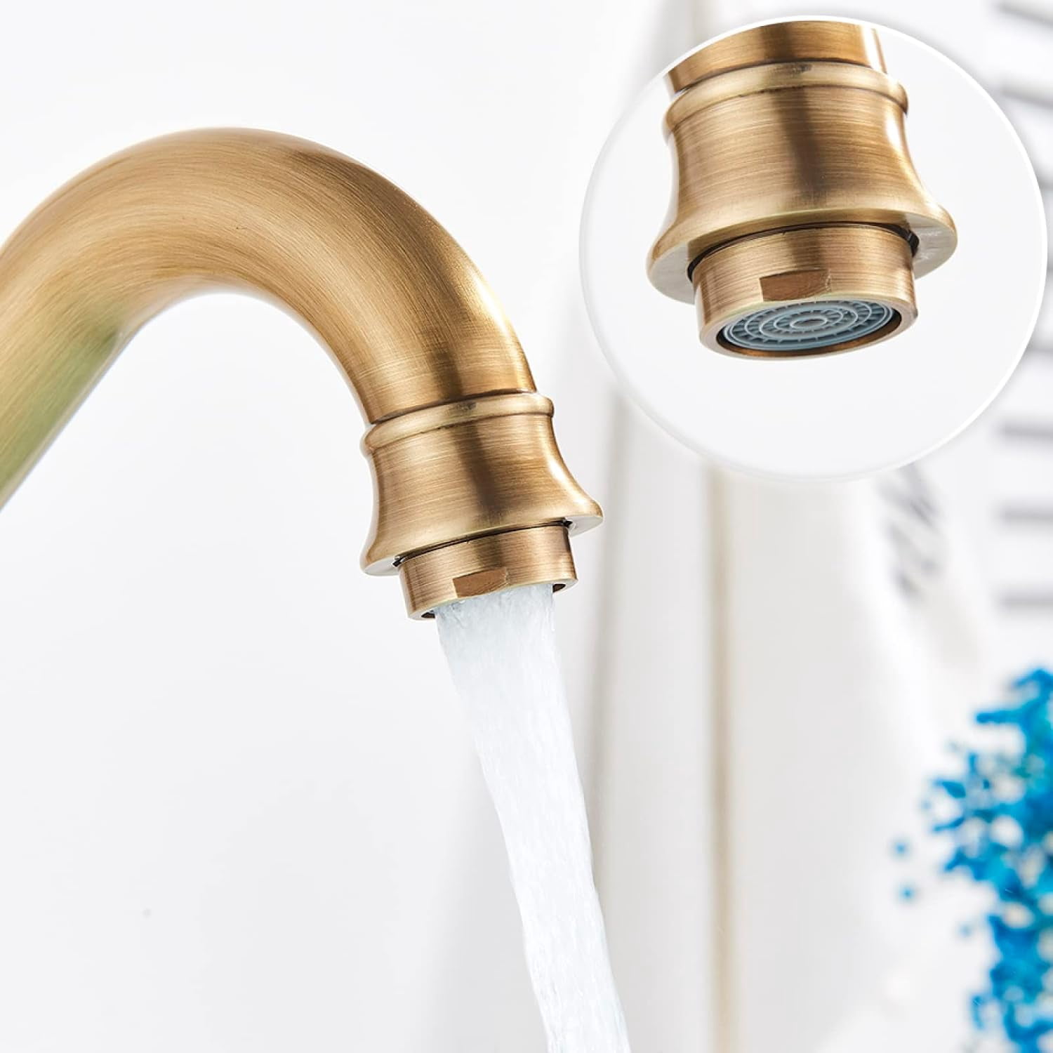Vintage Bathroom Faucet, 360 Degree Swivel Spout Bathroom Sink Faucet, Cold/Hot Water Basin Tap, Single Handle Bathroom Faucet High, Black