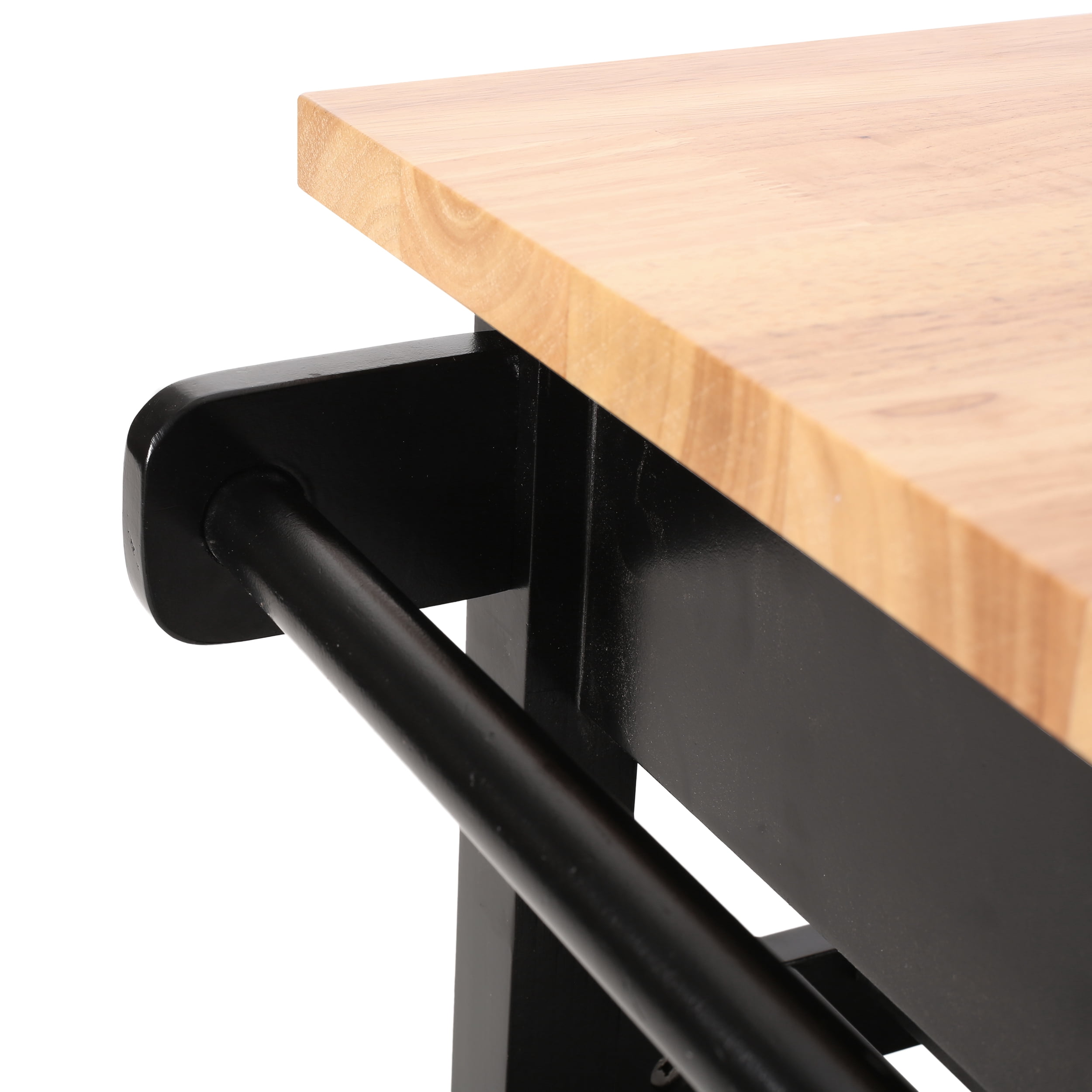 Noble House Trystin Rubberwood Kitchen Cart, Black, Natural