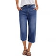 thumbnail image 3 of Women's High Waisted Jeans Pants Summer Casual Elastic Waist Stretchy Capri Pants with Pockets by Yigetop Blue S, 3 of 7