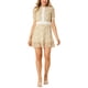 thumbnail image 2 of INSPIRE CHIC Vestido Mini de Cuello con Volantes Impreso Ajustado y Acampanado con Encaje en el Dobladillo M Blanco Amarillo, 2 of 6