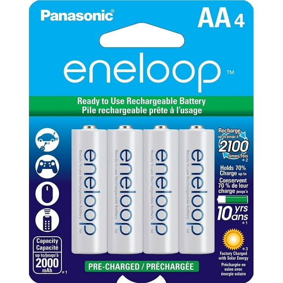 Panasonic Eneloop AA and AAA 2100 Cycle Ni-MH Pre-Charged Rechargeable Batteries Bundle (4 Pack of Each)