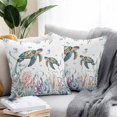 thumbnail image 2 of Sea Turtle Coastal Throw Pillow Covers 18x18 Inch Set of 2, Summer Beach Coral Ocean Seagrass Waterproof Outdoor Pillow Covers, Decorative Cushion Pillowcases for Couch, Sofa, Bed, Garden, Patio, 2 of 9