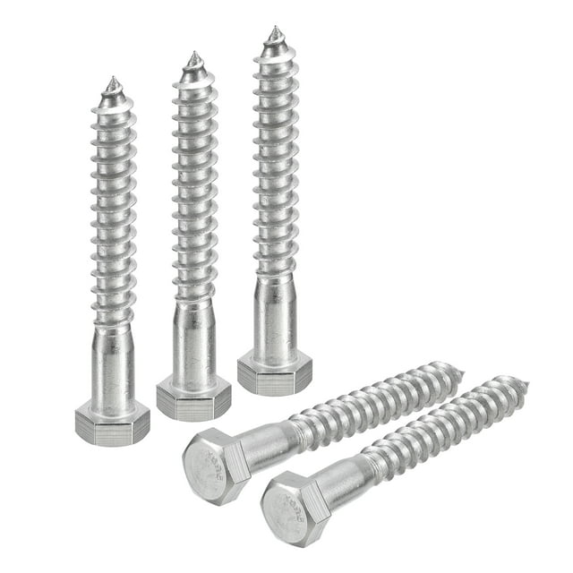 Hexagonal Cabeza Tirafondos Pernos, 5uds 3/8" x 3" 304 Inoxidable Acero Parcial Rosca Madera Tornillos