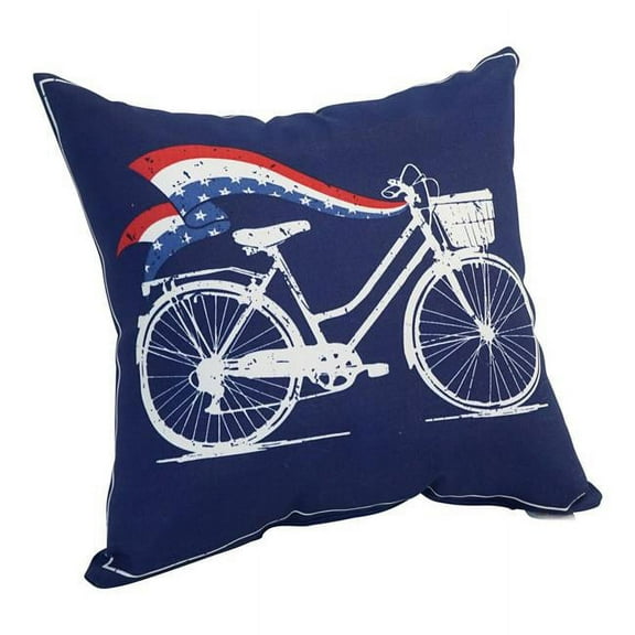 Blazing Needles CO-JO18-DS-05-S1 Spun Polyester Outdoor Throw Pillows, Patriotic Bike
