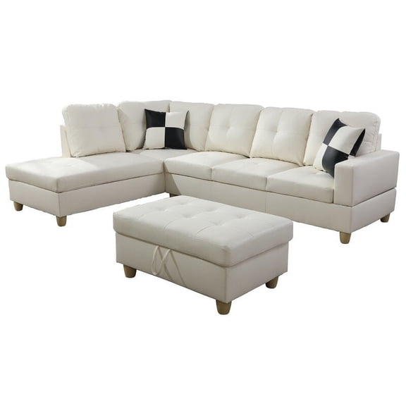 PonLiving Furniture Wellington Living Room Sectional with Ottoman / Upholstery Color: White, Orientation: Left Hand Facing