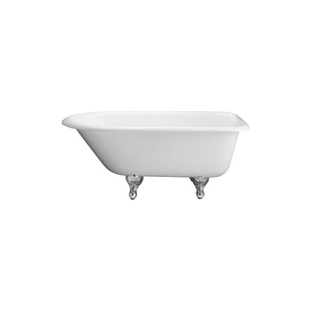 Roll Top Clawfoot Tub - 40 Gallon Cast Iron Bathtub - White Enamel Finish - Southwestern Style Freestanding Tub