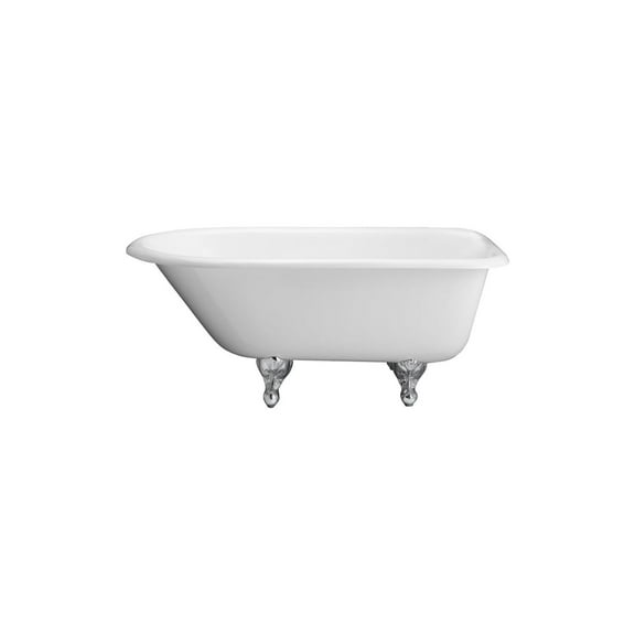 Roll Top Tub - 40 Gallon Cast Iron Bathtub - White Enamel Finish - Freestanding Clawfoot Tub